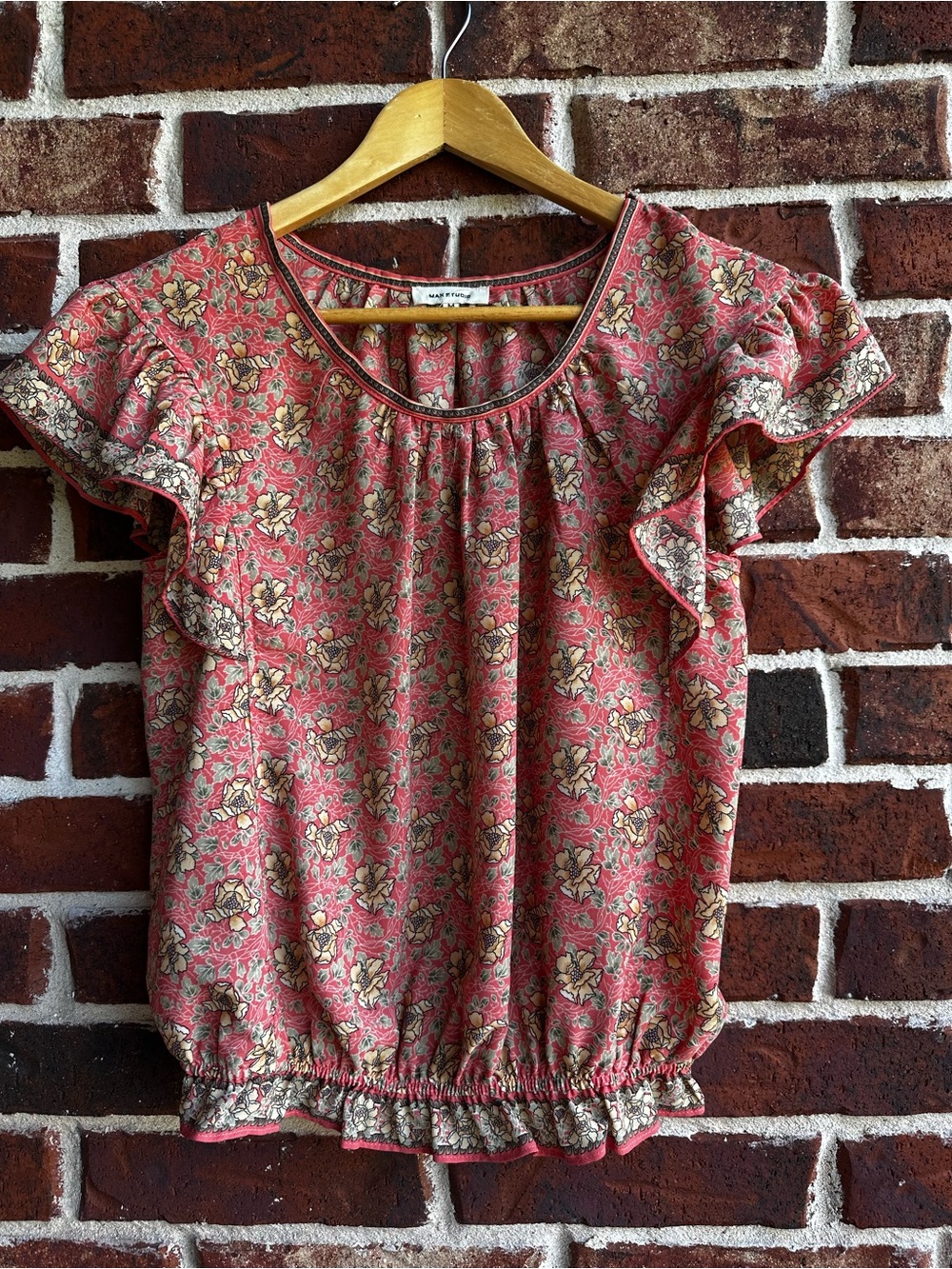 Max Studio Pink Floral V-Neck Blouse